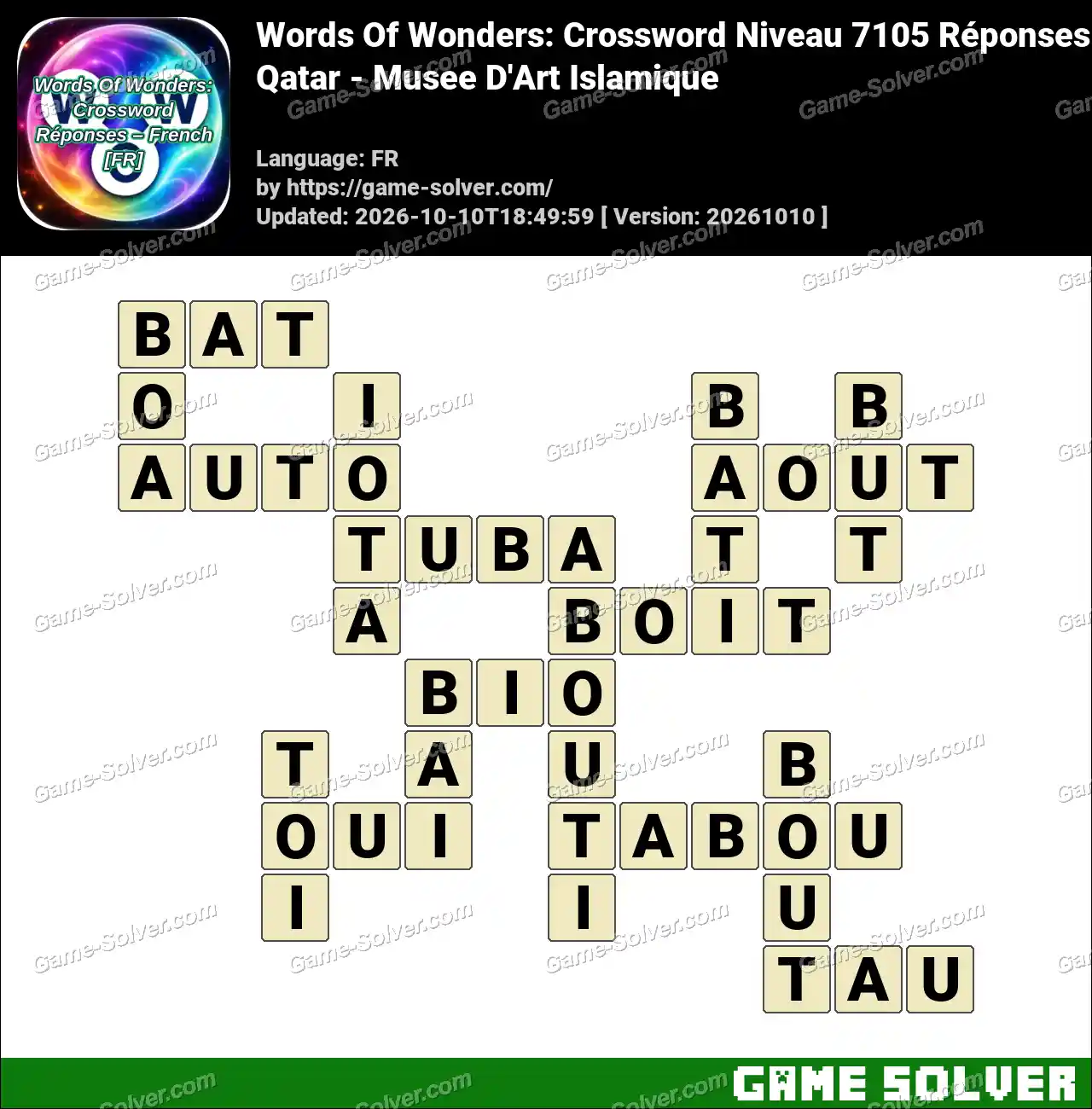 Words Of Wonders: Crossword Niveau 7105 Réponses – Qatar – Musee D’Art Islamique